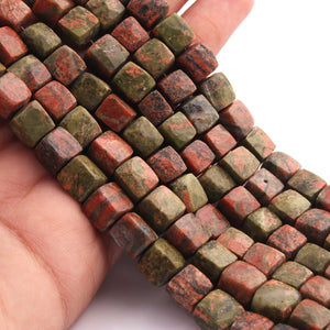 1 Strand Unakite Faceted  Briolettes - Cube Shape  Briolettes 9mm-10mm 8 Inches BR02602 - Tucson Beads