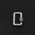 1 Pc Pave Diamond  Rectangle White Enemel Carabiner- 925 Sterling Silver- Diamond Lock with Screw On Mechanism 21mmx14mm CB058