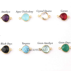 5  Pcs Birth Stone Faceted 925 Sterling Vermeil Heart Shape Connector , Birthstone Colors Add- On Charm As Connector 17mmx11mm  SS0004 - Tucson Beads