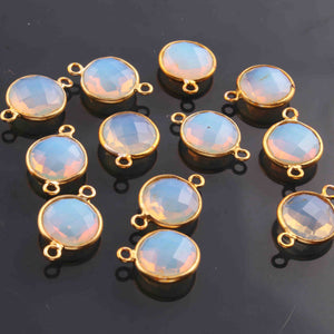 12 Pcs Ice Quartz  Faceted  24k Gold Plated Faceted Round Shape Connector  - 15mmx8mm- PC699 - Tucson Beads