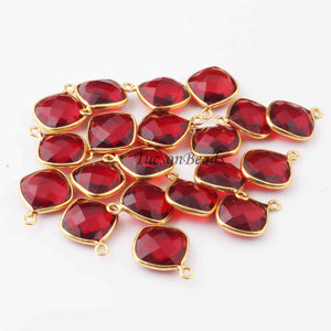 5 Pcs Birth Stone Faceted 925 Sterling Vermeil Cushion Shape Pendant , Birthstone Colors Add- On Charm As Pendant 16mmx12mm  SS0007 - Tucson Beads