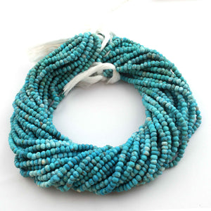 5 Strands Shaded Turquoise  Rondelle Faceted Rondelles - Semi Percious Stone Rondelles -4mm -13 Inch RB0140 - Tucson Beads