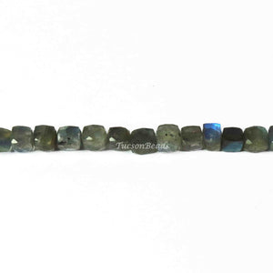 1 Strand Labradorite Faceted Cube Beads Briolettes -  Labradorite Box Shape Beads 7mm  10 Inches BR3130 - Tucson Beads