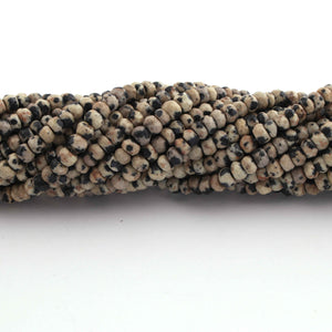5 Strands Natural Dalmatian jasper Rondelle Faceted Rondelles - Semi Percious Stone Rondelles -4mm -12.5 Inch RB0138 - Tucson Beads
