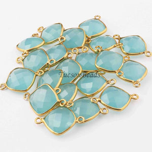 5  Pcs Birth Stone Faceted 925 Sterling Vermeil Cushion Shape Connector , Birthstone Colors Add- On Charm As Connector 18mmx12mm  SS0006 - Tucson Beads