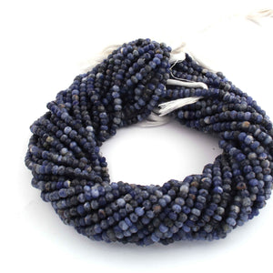 5 Strands Sodalite Faceted Rondelles - Semi Percious Stone Rondelles - 4mm -12 Inch RB0142 - Tucson Beads