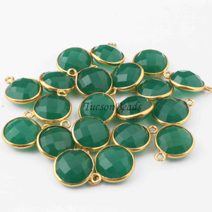 5  Pcs Birth Stone Faceted 925 Sterling Vermeil Round Shape Pendant , Birthstone Colors Add- On Charm As Pendant 14mmx11mm  SS0008 - Tucson Beads