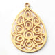 5 Pcs 24k Gold Plated Copper Pear Pendant, Copper Designer Pendant, Jewelry Making Tools, 48mmx35mm, gpc1109 - Tucson Beads