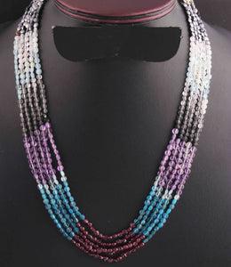 5 Strand AAA Quality Multi Colour Faceted Coin beads Ready To Wear Necklace - Coin Beads 4mm- 17 Inch BRU203 - Tucson Beads