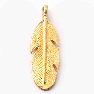 5  Pcs 24k Gold Plated Copper Feather Pendant, Feather Shape Pendant, Casting Copper,Jewelry Making Tools, 32mmx10mm gpc1113 - Tucson Beads