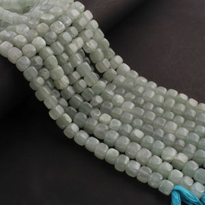 1  Long Strand Aquamarine Smooth Briolettes - Cube Shape Briolettes - 7mmx6mm-8mmx7mm - 9.5 Inches BR02621 - Tucson Beads