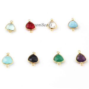 5  Pcs Birth Stone Faceted 925 Sterling Vermeil Trillion Shape Connector , Birthstone Colors Add- On Charm As Connector 17mmx11mm  SS0005 - Tucson Beads