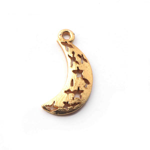 5 Pcs 24k Gold Plated Copper Moon Pendant, Designer Fancy Charm, Jewelry Making Tools, 21mmx6mm, gpc1135 - Tucson Beads