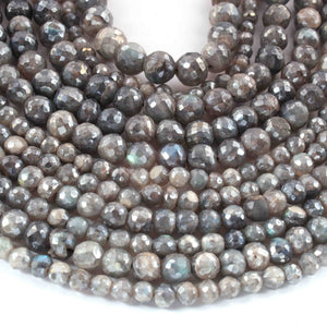 1  Strand Gray Moonstone Silver Coated Faceted Rondelles - Gray Moonstone  5mm-9mm 10 Inches BR01867 - Tucson Beads