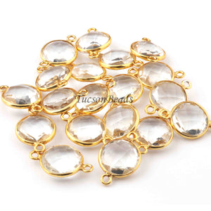 5 Pcs Birth Stone Faceted 925 Sterling Vermeil Round Shape Connector, Birthstone Colors Add- On Charm As Connector 14mmx11mm  SS0003 - Tucson Beads