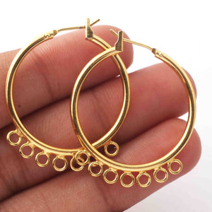 5 Pair Beautiful Gold Plated Copper Earrings, Round Designer Earrings, Jewelry Making, 35mmx30mm, gpc1138 - Tucson Beads