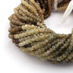 5 Strands Green Grossular Garnet Gemstone Rondelles , Semiprecious beads 13 Inches Long- Faceted Gemstone -5mm Jewelry RB0158 - Tucson Beads