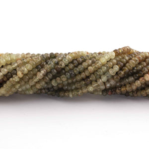 5 Strands Green Grossular Garnet Gemstone Rondelles , Semiprecious beads 13 Inches Long- Faceted Gemstone -5mm Jewelry RB0158 - Tucson Beads