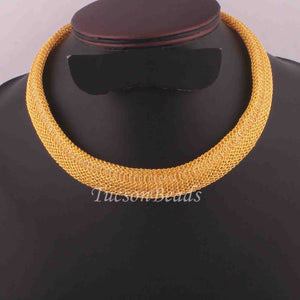 1 Pc Necklace 24k Gold Plated Mesh Chains- 24k Gold Plated Mesh Chains- 15.5  Inch OS048 - Tucson Beads