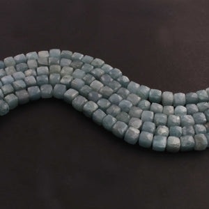 1  Long Strand Aquamarine Faceted Briolettes - Cube Shape Briolettes - 7mmx9mm-8mmx9mm - 8.5 Inches BR02618 - Tucson Beads