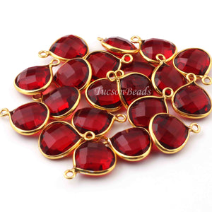 5  Pcs Birth Stone Faceted 925 Sterling Vermeil Heart Shape Pendant , Birthstone Colors Add- On Charm As Pendant 13mmx11mm  SS0001 - Tucson Beads