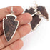 8 PCS Black Jasper Arrowhead 24k Silver Plated Single Bail Pendant - Electroplated With Silver Edge 35mmx16mm AR032