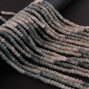 5 Strands Moss Aquamarine Faceted Rondelles - Semi Percious Stone Rondelles - 4mm-13 Inch-RB0156 - Tucson Beads