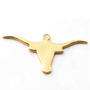 5 Pcs 24k Gold Plated Copper Bull Head Pendant, Jewelry Making Tools, 42mmx20mm GPC1139 - Tucson Beads