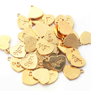 5  Pcs 24k Gold Plated Copper Mom Charm Pendant, Copper Heart Pendant, Beautiful Small Charm, 13mmx17mm, gpc1134 - Tucson Beads