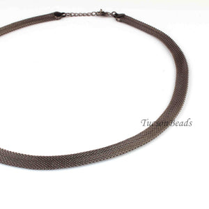 1 Pc Necklace Oxidized  Silver Plated Mesh Chains- Oxidized  Silver  Plated Chains- 17.5  Inch OS047 - Tucson Beads