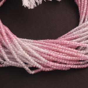 Finest Quality 5 Long Strands Shaded Pink And White Cubic Zircon Faceted Rondelles Beads 3mm 13 Inch RB057 - Tucson Beads