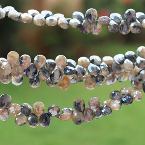 1 Strand Gray Moonstone Silver Coated Faceted Pear Drop Beads - Pear Shape Briolettes 9mmx8mm-10mmx8mm 8 Inches BR4178 - Tucson Beads