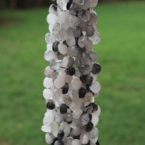 1 Strand Black Rutile Smooth Briolettes  -Heart Shape Briolettes  11mmx8mm - 13mmx13mm -8 Inches BR4177 - Tucson Beads
