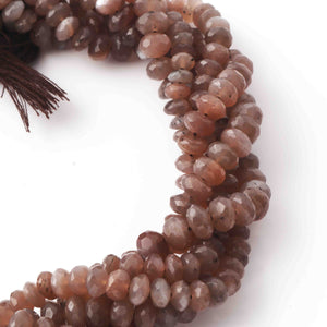 1 Strand Chocolate Moonstone Faceted Rondelles - Roundel Beads  6mm-8mm  16 Inches BR381 - Tucson Beads