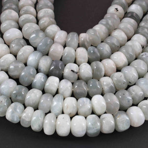 1 Strand Shaded Gray Moonstone Smooth Rondelles -Gemstone Rondelles Beads- 8mm-9mm -17 Inches BR01864 - Tucson Beads