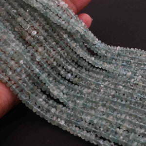 5 Strands Aquamarine Faceted Rondelles - Semi Percious Stone Rondelles - 4mm-12.5 Inch-RB0150 - Tucson Beads