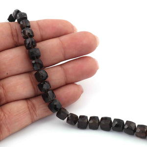 1  Strand Smoky Faceted Briolettes  -Cube Shape Briolettes  7mm-  6 Inches BR2648 - Tucson Beads