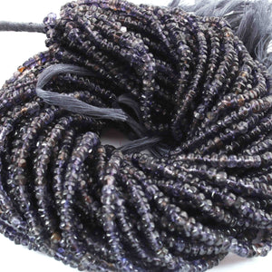 1 Long  Strand Shaded Iolite Smooth Rondelles  -Gemstone Rondelles - 4mm-13 Inches BR01893 - Tucson Beads