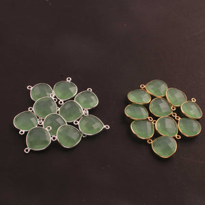 10 Pcs Green Chalcedony 925 Sterling Silver/ Vermeil Faceted Heart Shape Pendant/ Connector-(You Choose) 21mmX15mm SS084 - Tucson Beads