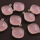5 Pcs Rose Quartz Faceted 925 Sterling silver Pendant - Cushion Shape Pendant 20mmx16mm SS098 - Tucson Beads