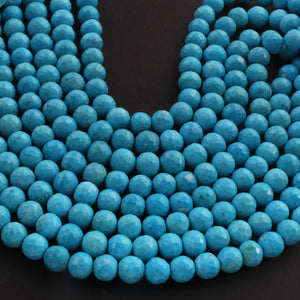 1 Strands Turquoise Stablized Faceted Round Ball Briolettes - Ball Beads 8mm 8 Inches Br4181 - Tucson Beads