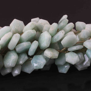 1 Strand Amazonite  Hexagon Shape Faceted Briolettes - Amazonite Beads - 15mmx14mm  -8.5 Inches BR0567 - Tucson Beads