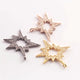 1 PC Pave Diamond Starburst Charm Pendant 925 Sterling Silver, Rose & Yellow Gold Vermeil  24mm PDC038 - Tucson Beads