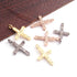1 Pc Pave Diamond Cross Charm 925 Sterling Silver, Rose & Yellow Gold Vermeil Single Bail Pendant - 18mmx12mm PDC205