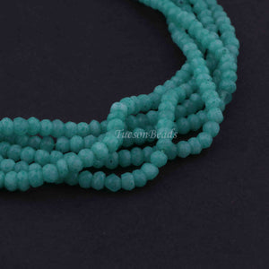 5 Strands Green Chalcedony Faceted Finest Quality Rondelles- Round Faceted Roundles -4mm -13 inch RB121 - Tucson Beads