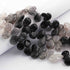 1  Long Strand Black Rutile  Smooth Briolettes - Pear Shape  Briolettes -13mmx10mm-16mmx10mm- 8.5 Inches BR0938