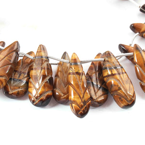 1 Strand Brown Tiger Eye Faceted pear Shape Briolettes - Faceted Pear Shape 16mmx8mm-34mmx8mm 8.5 Inch BR01886 - Tucson Beads