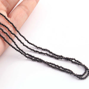 2 Strands Of Genuine Black Spinel Necklace - Faceted Rondelle Beads-Rare & Natural Necklace - Stunning Elegant Necklace 2mm BR1734 - Tucson Beads