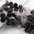 1  Long Strand Black Rutile  Smooth Heart Shape  Briolettes - 8mmx9mm-14mmx12mm- 8.5 Inches BR0933