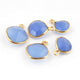 5 Pcs Blue Aqua Chalcedony  24k Gold Plated Faceted Heart Shape Pendant-Blue Aqua Chalcedony  Bezel Pendant  15mmx11mm-12mmx9mm- PC355 - Tucson Beads